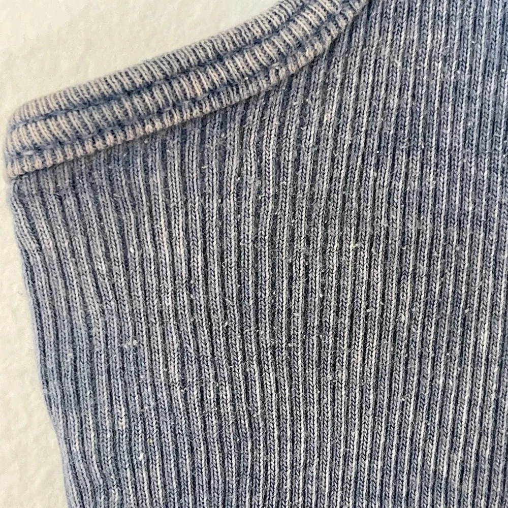 Vintage Y2K One World Ribbed Tank Top Size M Blue Hippie Boho Festival Coachella